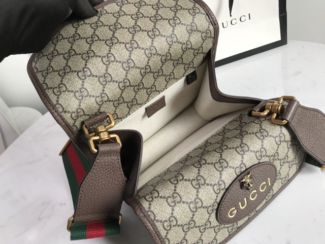 Gucci高仿專櫃女包 501050 古奇GG Supreme高級人造帆布小號郵差包 Gucci女士單肩斜挎包  gqy3760